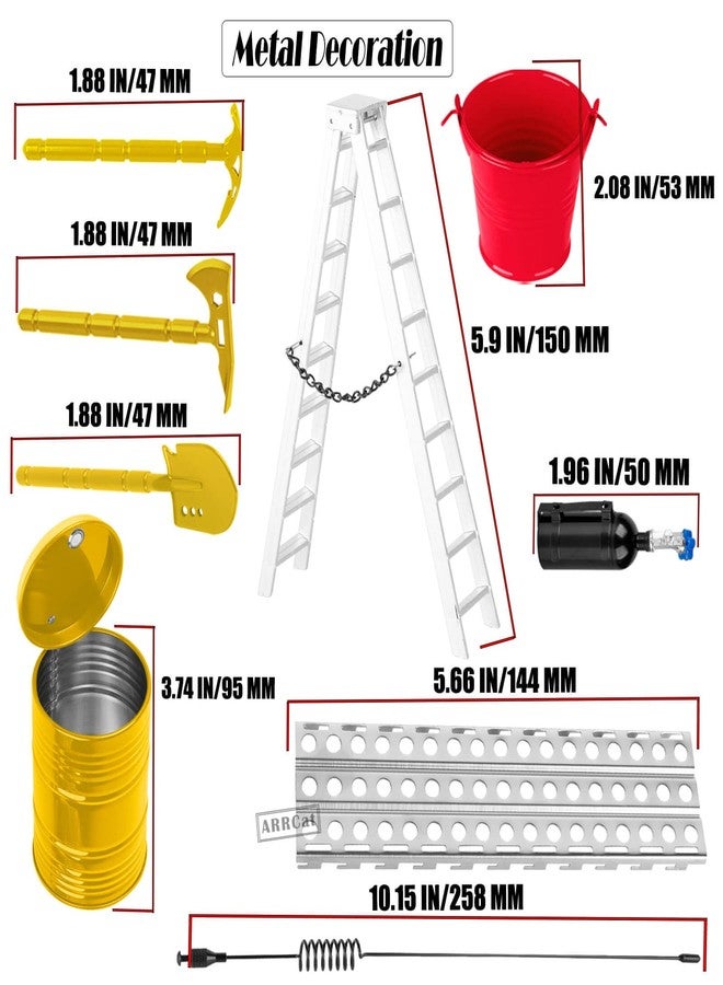 ARRCat RC Decoration Upgrades Part for 1/10 SCX10,Trx4/6,GEN7/8,Jack,Fuel Tank,Shovel,Axe,Trailer Chain/Hook/Rope/Receiver/Elastic Force Rope,Antenna,Nitrogen Bottle,Ladder,Recovery Board,Orange - Image 4